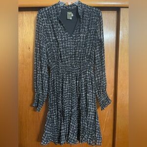 Taylor Black and White Long Sleeve Dress